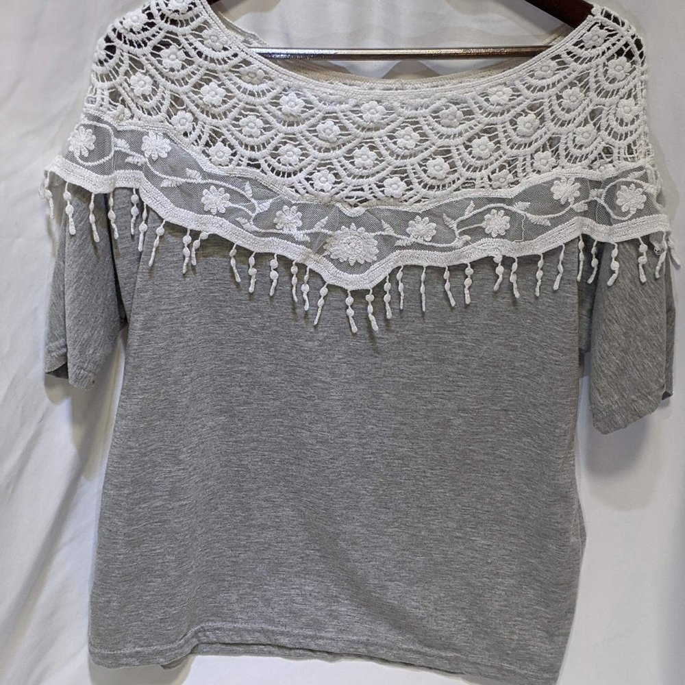 Lace shoulder top